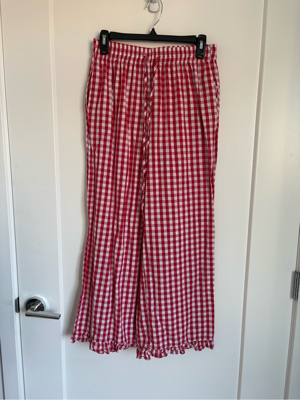 Petal & Pup Red and White Gingham Straight Leg Pants